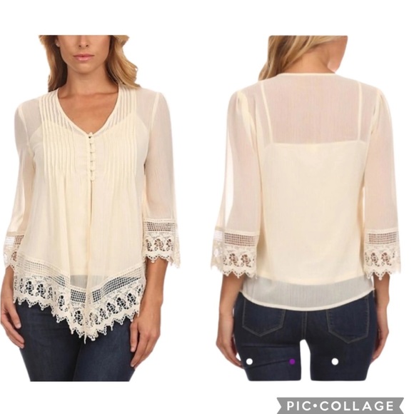 Adiva Tops - Adiva Boho Sheer Top-S